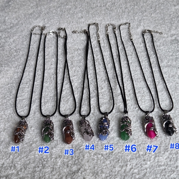 Elegant Gemstone Silver Wrapped Pendant Necklace - Picture 2 of 5